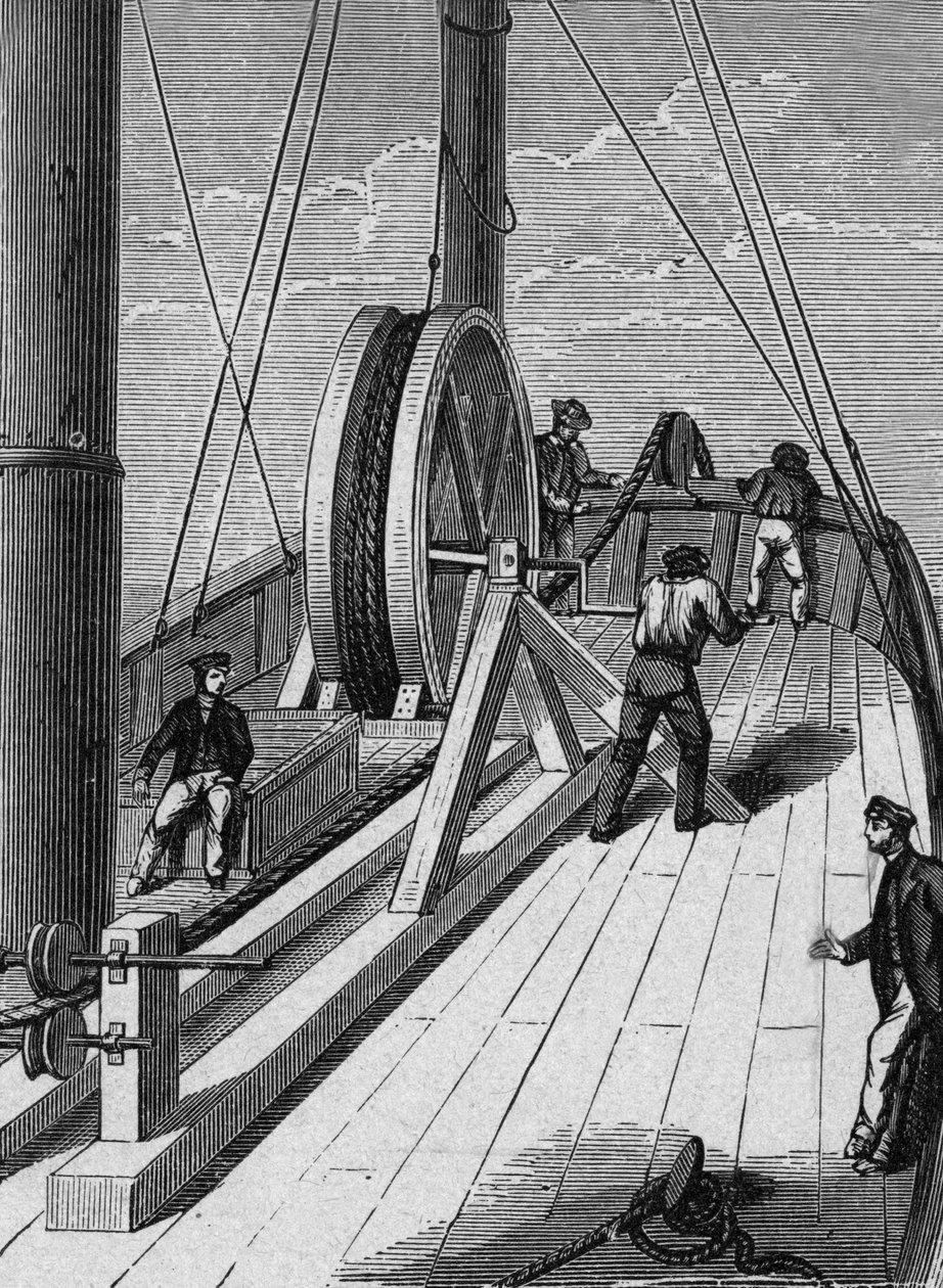 Podwodny kabel telegraficzny między Dover a Calais, 25 grudnia autorstwa French School