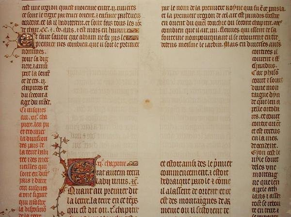 Niedokończona strona, z „Biblii Jeana de Sy”, c.1355 (welum) autorstwa French School