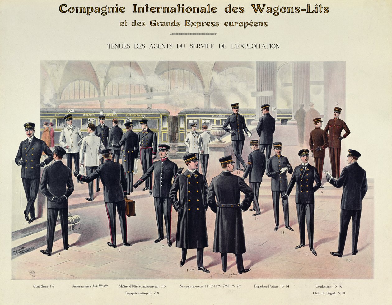 Mundury dla pracowników Compagnie des Wagons-Lits, c.1910 autorstwa French School