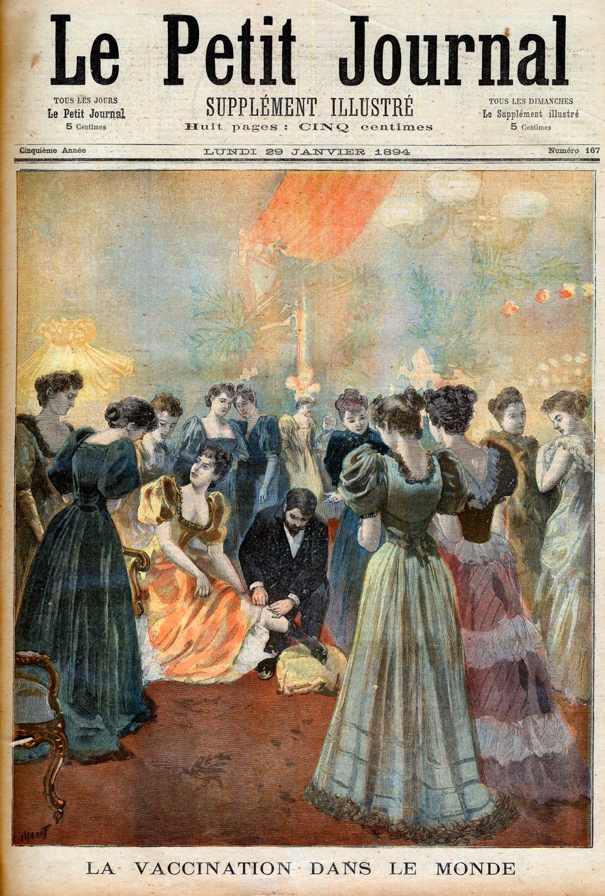Szczepienia na wieczornym przyjęciu podczas epidemii ospy, z „Le Petit Journal”, 29 stycznia 1894 autorstwa French School