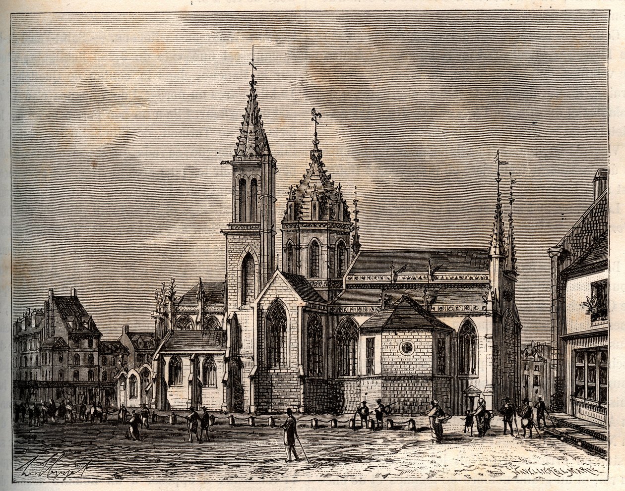 Valognes - Normandia - rycina w „La France illustrée: geografia, historia, administracja statystyczna” autorstwa V.A. Malt-Browna. 1884 autorstwa French School