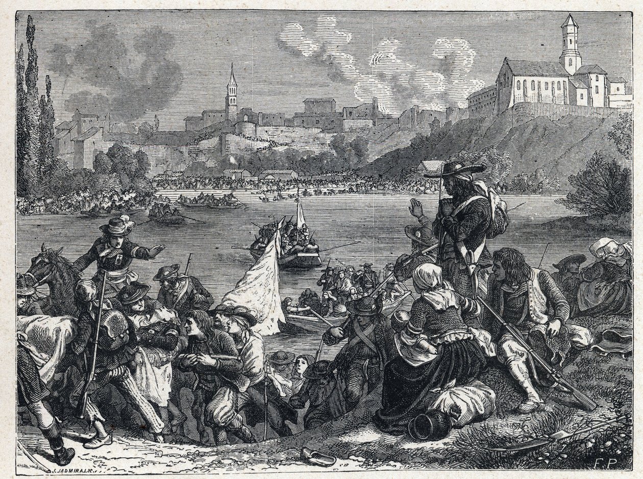 Wojna w Vendee (1793-1796): Wandejczycy, pokonani w bitwie pod Cholet, powrócili do Loary 18 października autorstwa French School