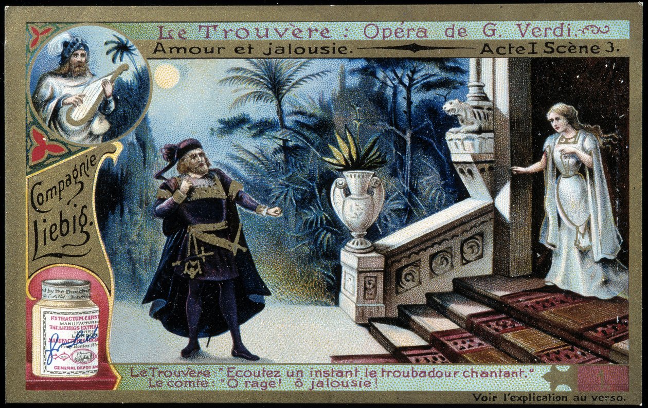 Truwer Verdiego: akt I sc. 3 - Chromolitografia Liebiga, ok. 1900 r autorstwa French School