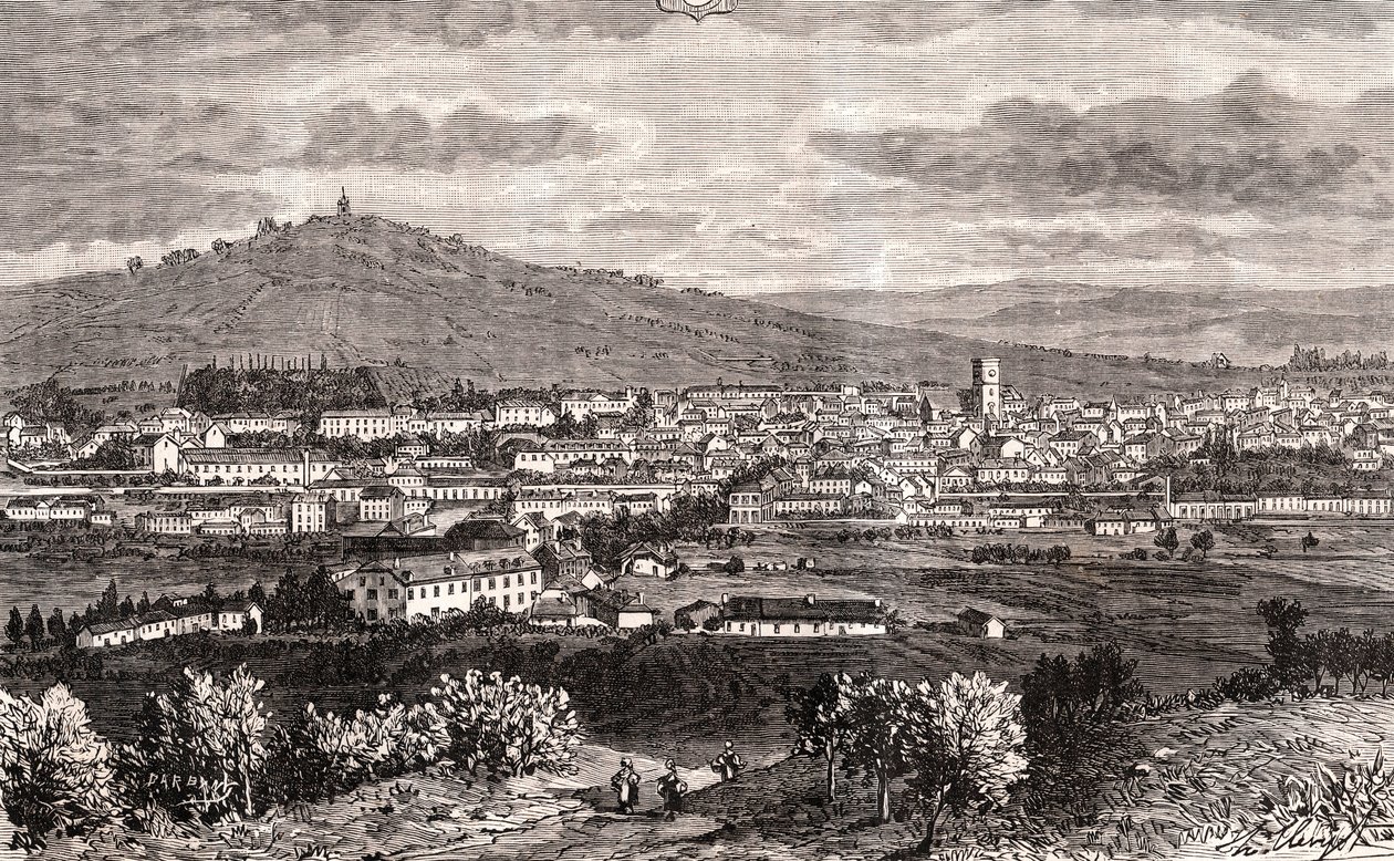 Vesoul - gmina Grand Est we Francji, prefektura departamentu Haute-Saone w regionie Bourgogne-Franche-Comte - rycina w „Ilustracja Francji: geografia, historia, administracja statystyczna” autorstwa V.-A. Słodowo-Brązowy. 1884 autorstwa French School