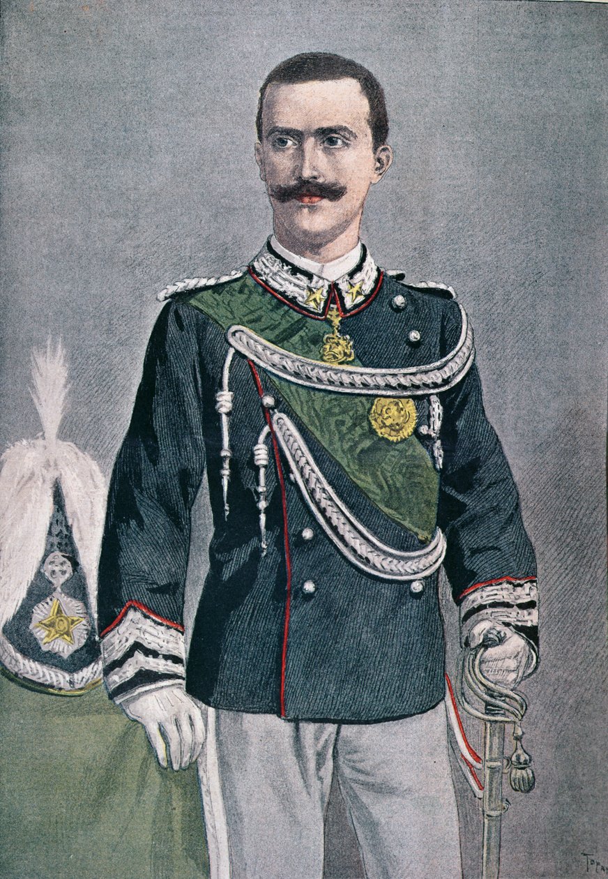 Wiktor Emanuel III, ilustracja z Le Petit Journal, 1900 autorstwa French School