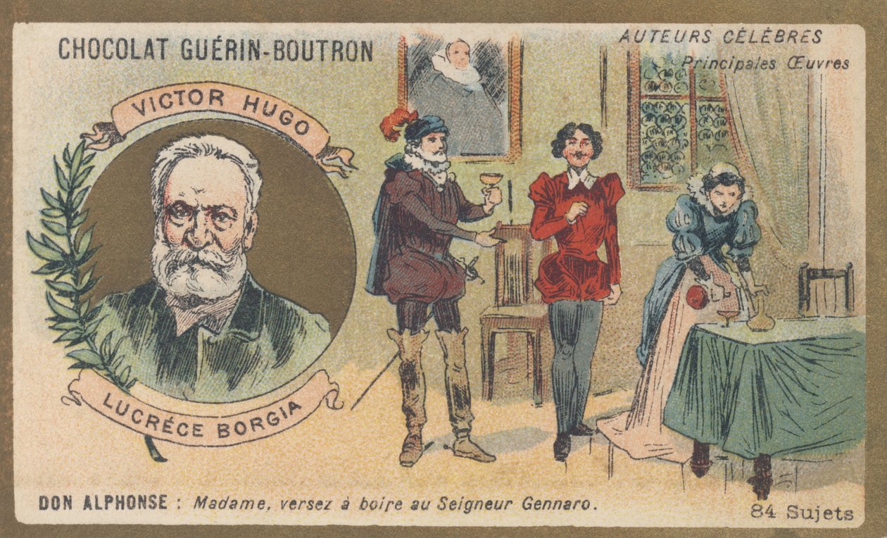 Victor Hugo (1802-1885), francuski poeta, dramaturg, pisarz i powieściopisarz, autor „Lucrece Borgia”, dramatu prozą (1833) autorstwa French School