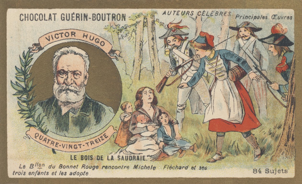 Victor Hugo (1802-1885), francuski poeta, dramaturg, pisarz i powieściopisarz, autor powieści „dziewięćdziesiąt trzy” (1874) autorstwa French School