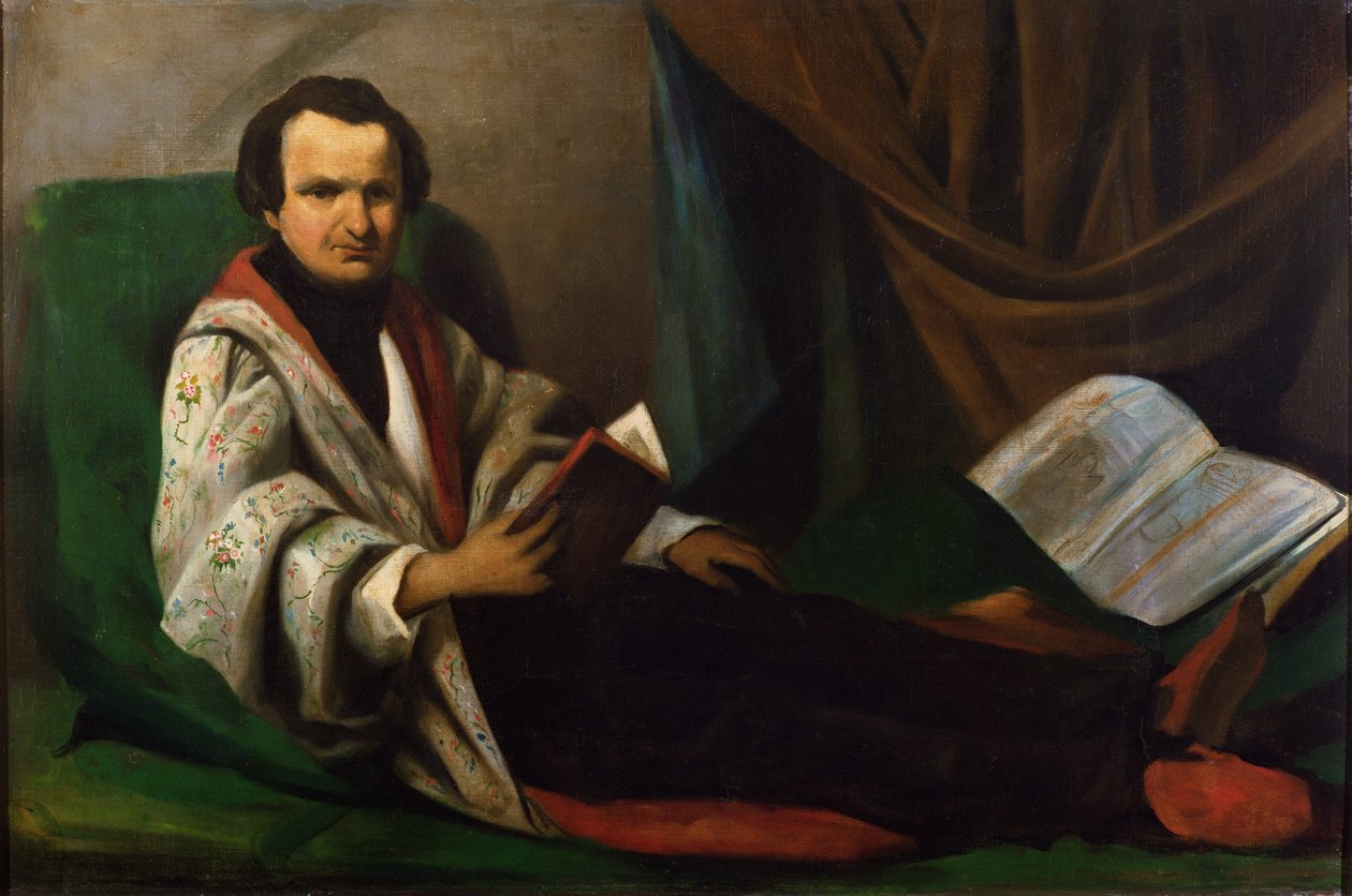 Victor Hugo (1802-1885) na swojej kanapie, ok.1830-40 autorstwa French School