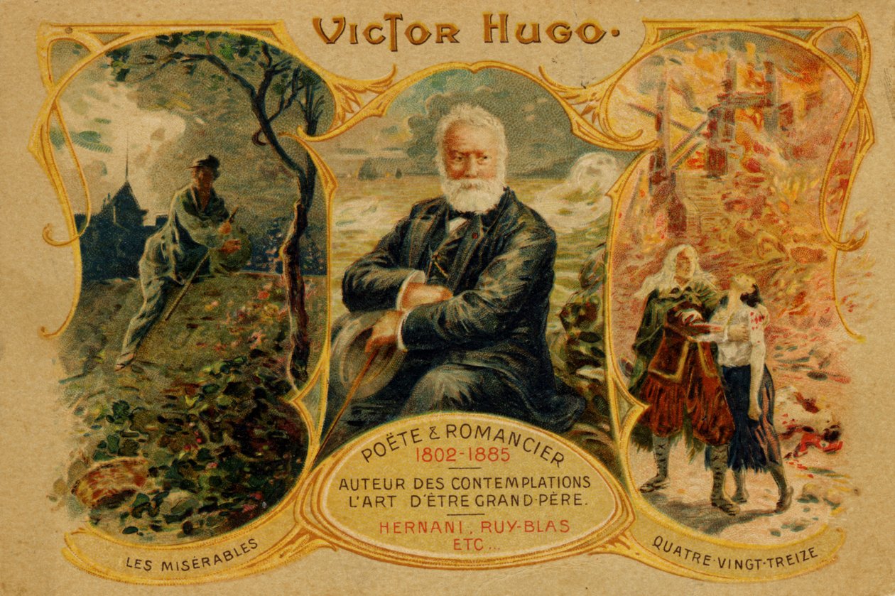 Victor Hugo, ilustracja z "Les Miserables and Quatre Vingt-Treize". autorstwa French School