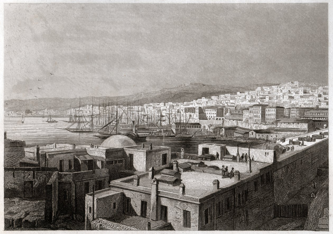 Widok na Algier. (grafika, ok. 1850) autorstwa French School
