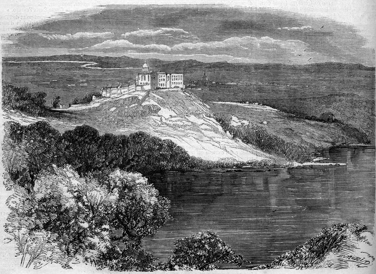 Widok na Castel Gandolfo, letnią rezydencję papieża. Włochy autorstwa French School
