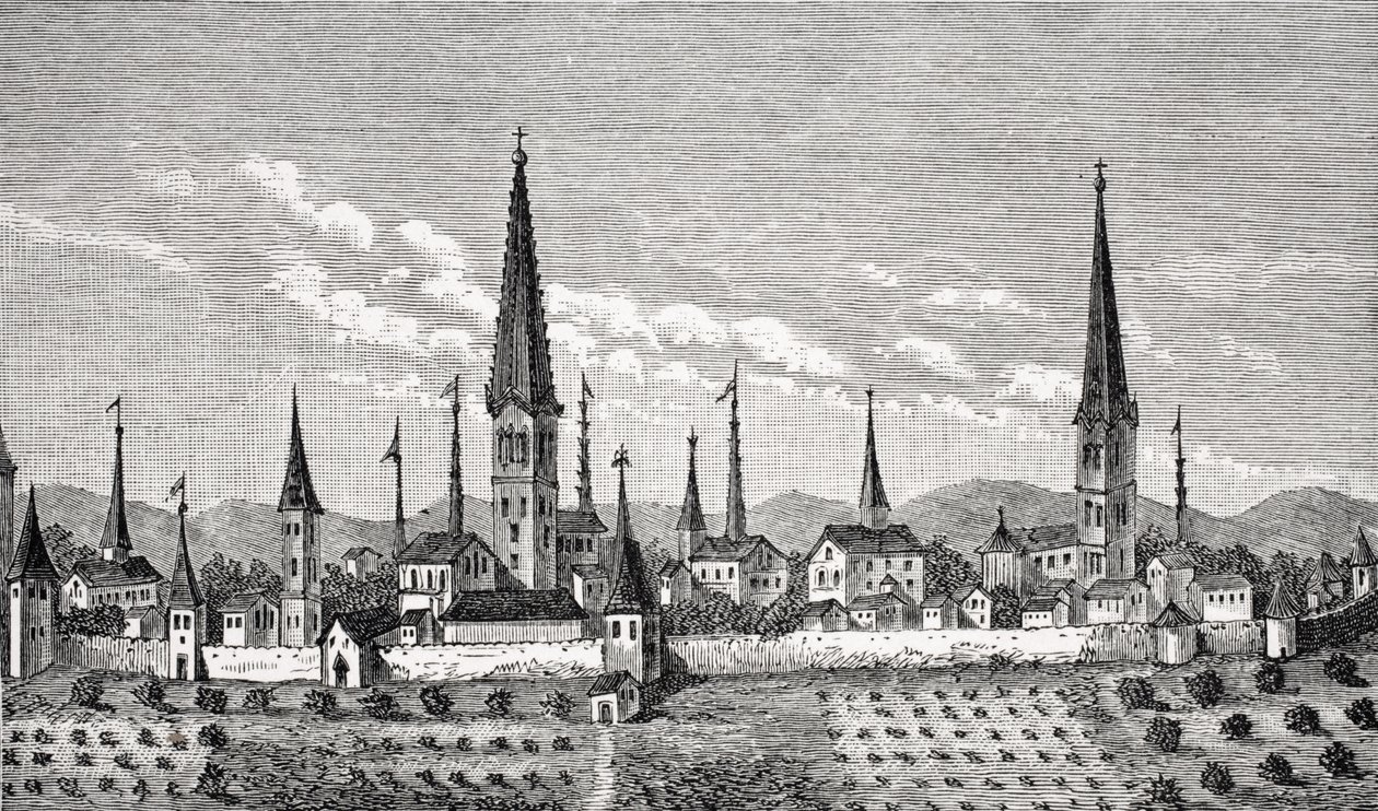 Widok Dortmundu, według miedziorytu w „Theatrum Geographicum” P. Bertiusa, z „Le Moyen Age et la Renaissance” Paula Lacroix (1806–84) opublikowanej w 1847 r. autorstwa French School