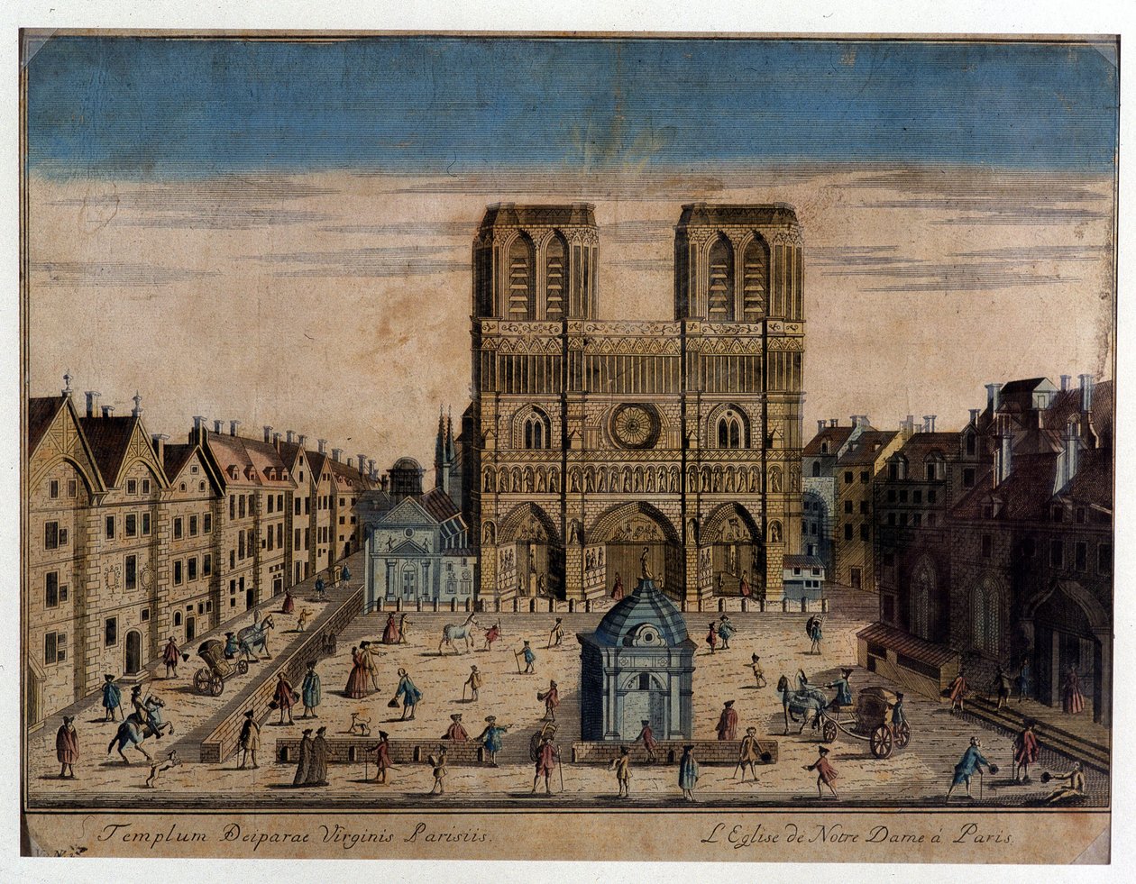 Widok katedry Notre Dame w Paryżu autorstwa French School