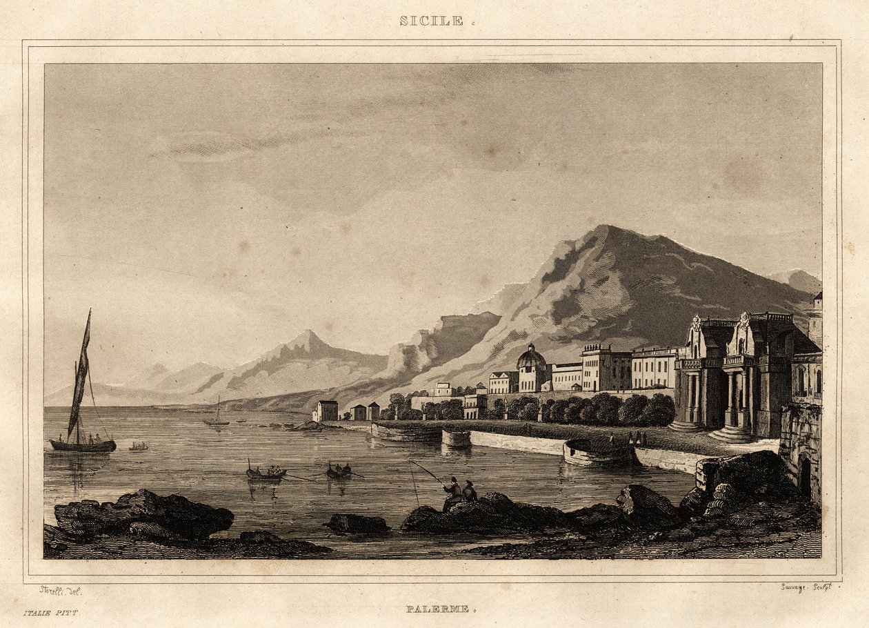 Widok Palermo na Sycylii, grawer Storellego, w „Malowniczych Włoszech”, redaktor Amable Coste autorstwa French School
