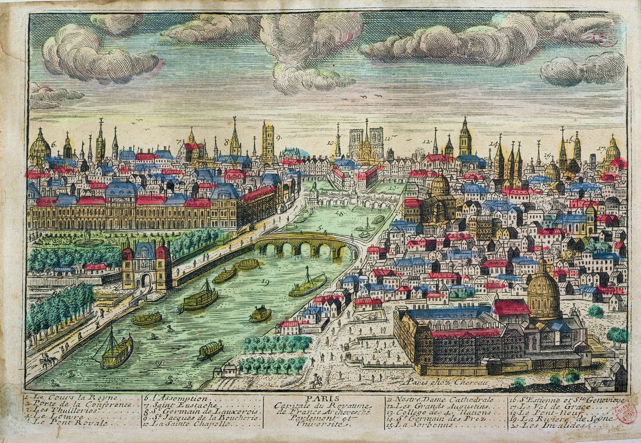 Widok na Paryż i Sekwaną autorstwa French School