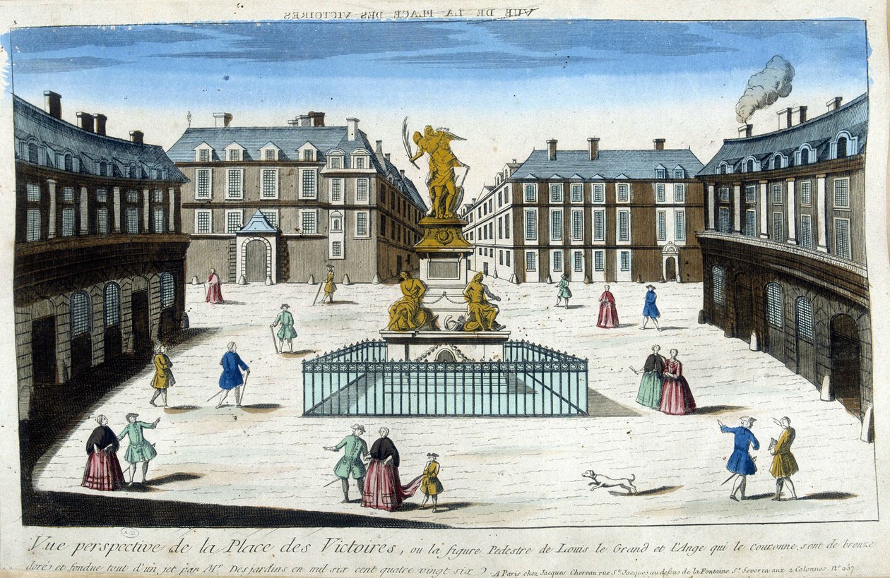 Widok na Place des Victoires w Paryżu - Widok optyczny autorstwa French School