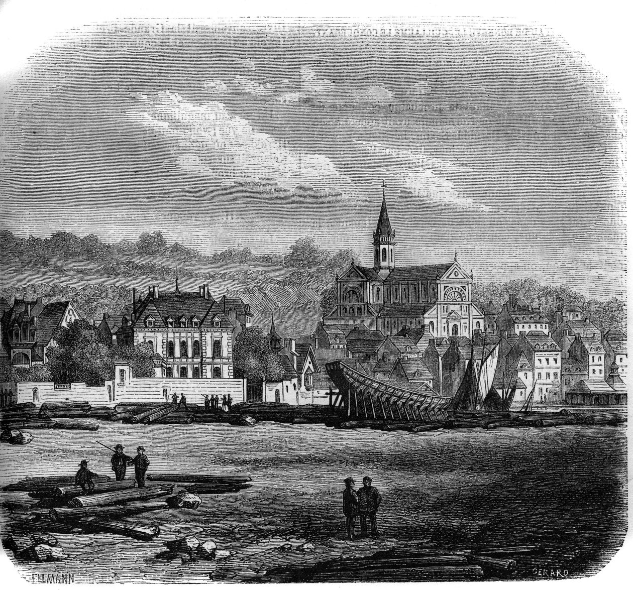 Widok na Trouville sur Mer (Trouville-sur-Mer) z nowym kościołem. Calvados (14). autorstwa French School