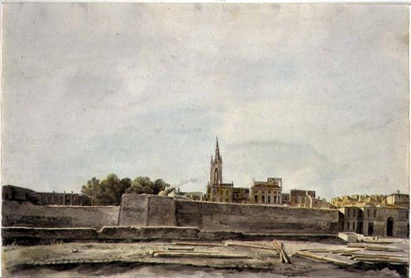 Widok na pejzaż miejski w południowej Francji, ok. 1800 (akwarela na papierze) autorstwa French School