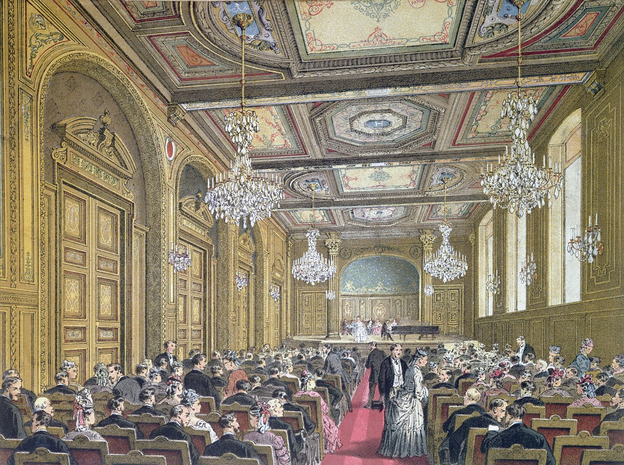Widok z koncertu w Salle Herz na Rue de la Victoire, Paryż, ok. 1870-80 autorstwa French School
