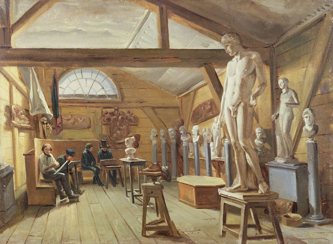 Widok pracowni w szkole artystycznej, ok. 1840 autorstwa French School