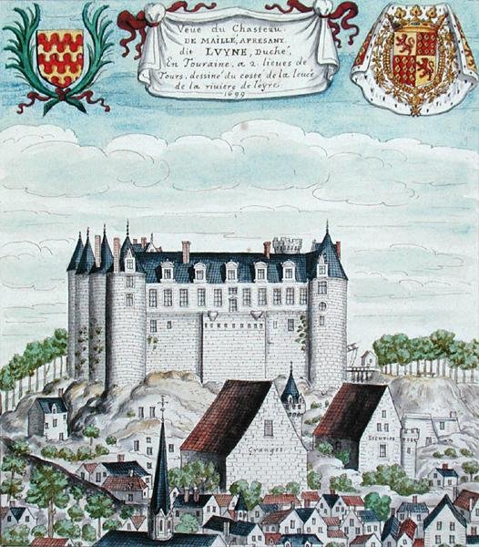 Widok na Chateau de Maille w Touraine autorstwa French School