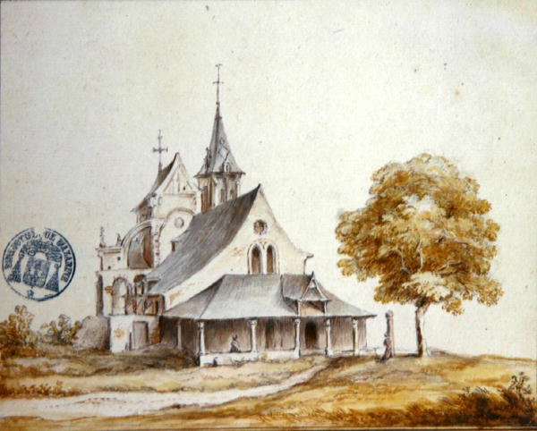 Widok kościoła w Meudon (akwarela na papierze) autorstwa French School