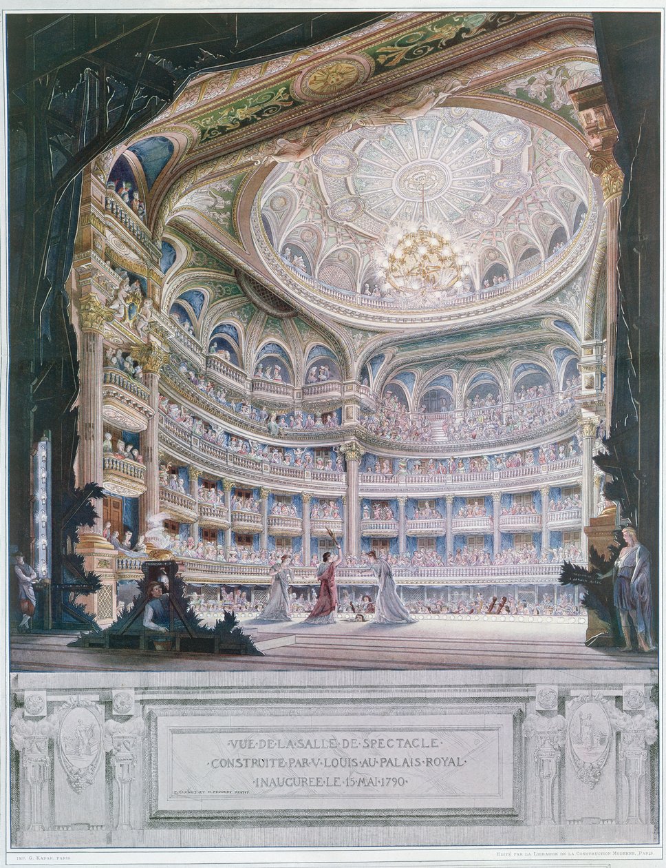 Widok teatru Comedie Francaise z 1790 r., według oryginału Gaudeta i Prudenta (kolorystyka) autorstwa French School
