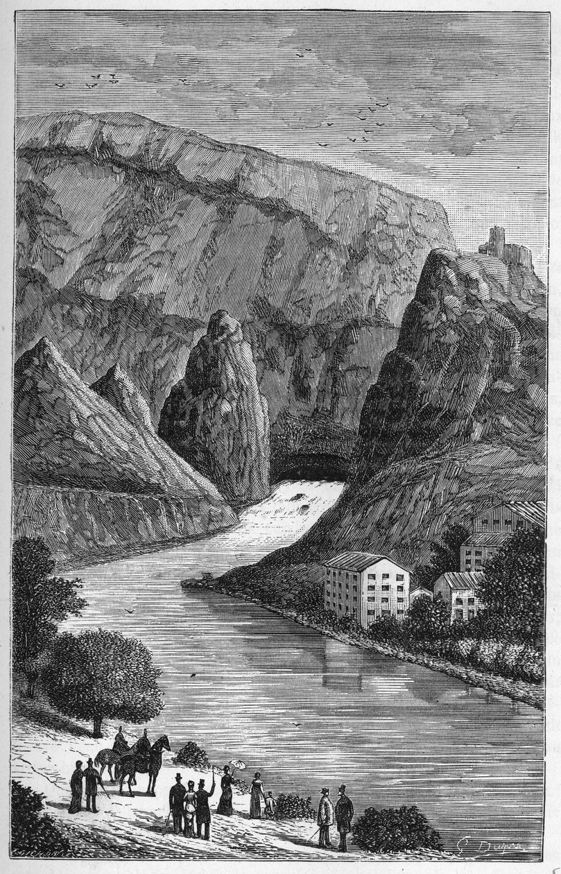 Widok na Fontaine du Vaucluse w departamencie Vaucluse, region Provence-Alpes-Cote d