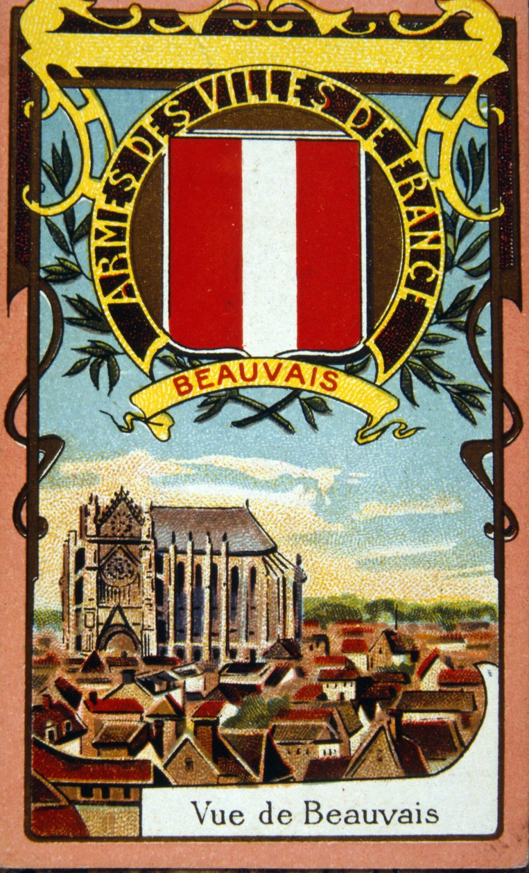 Widok francuskiego miasta Beauvais, ok. 1900 r. (chromolitografia) autorstwa French School