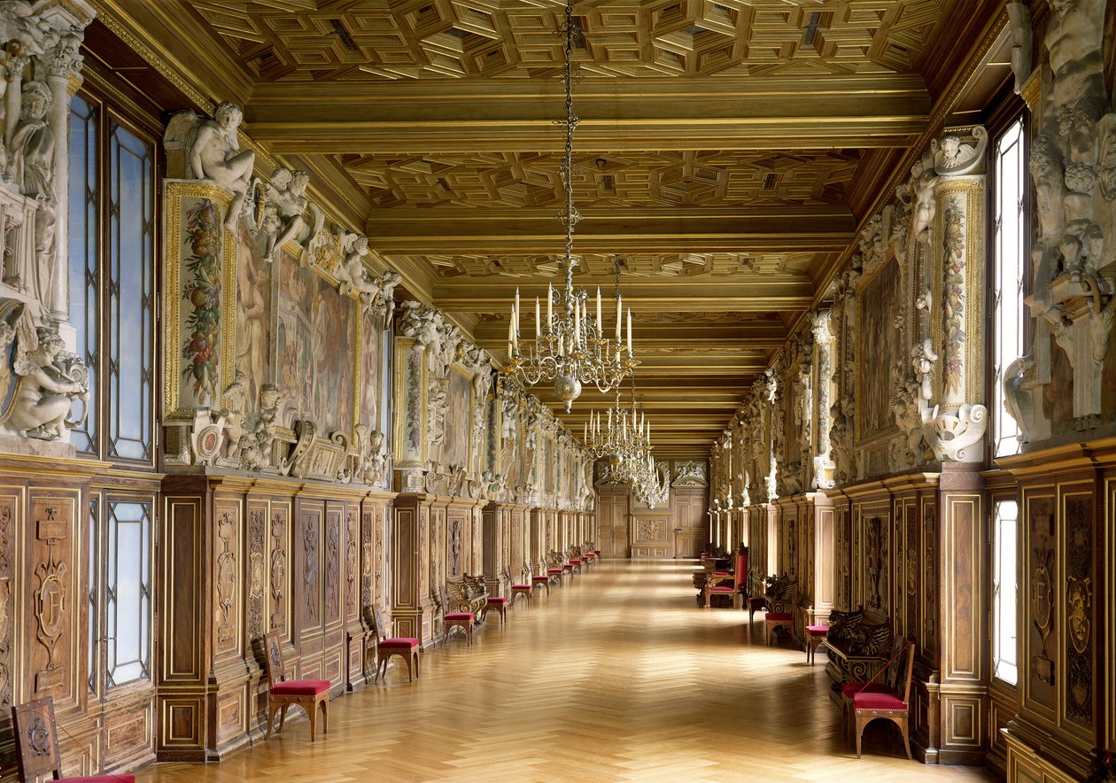 Widok Galerie Francois I, 1528-40 autorstwa French School