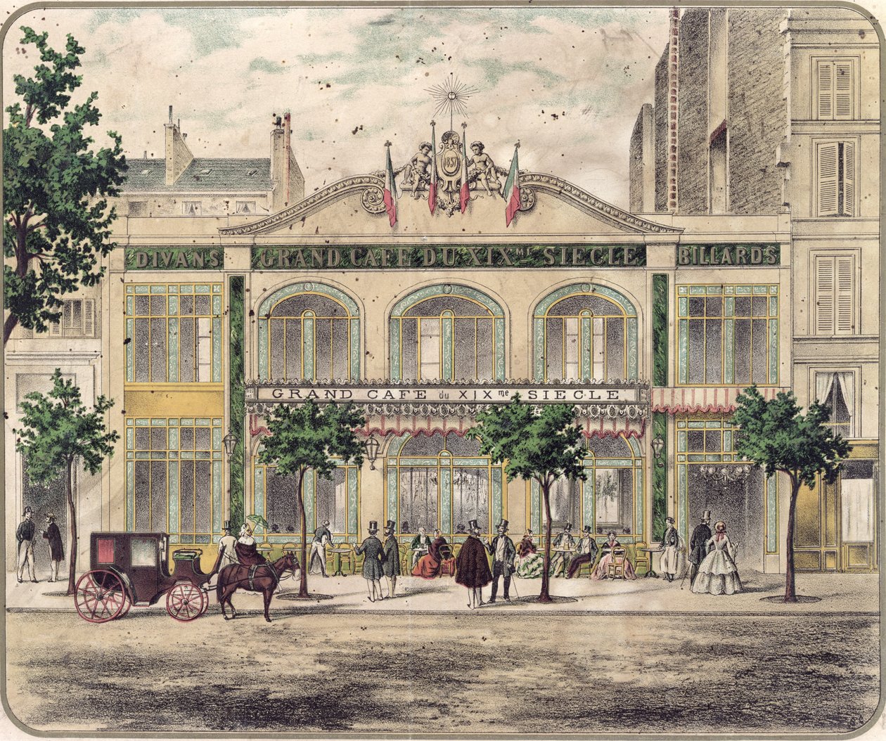 Widok na Grand Cafe du XIXeme Siecle, Paryż, 1857 autorstwa French School