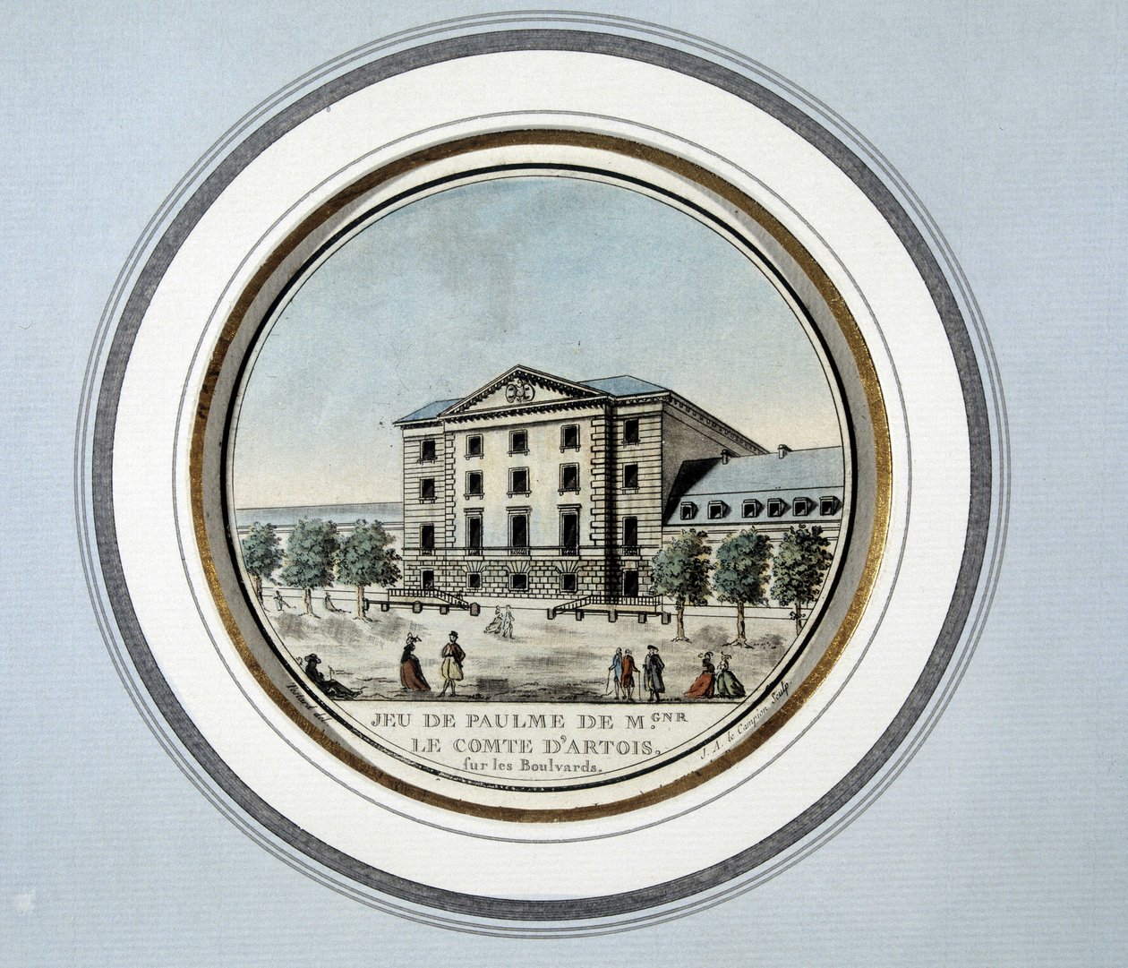 Widok Jeu de Paume autorstwa prałata hrabiego Artois - litografia autorstwa French School