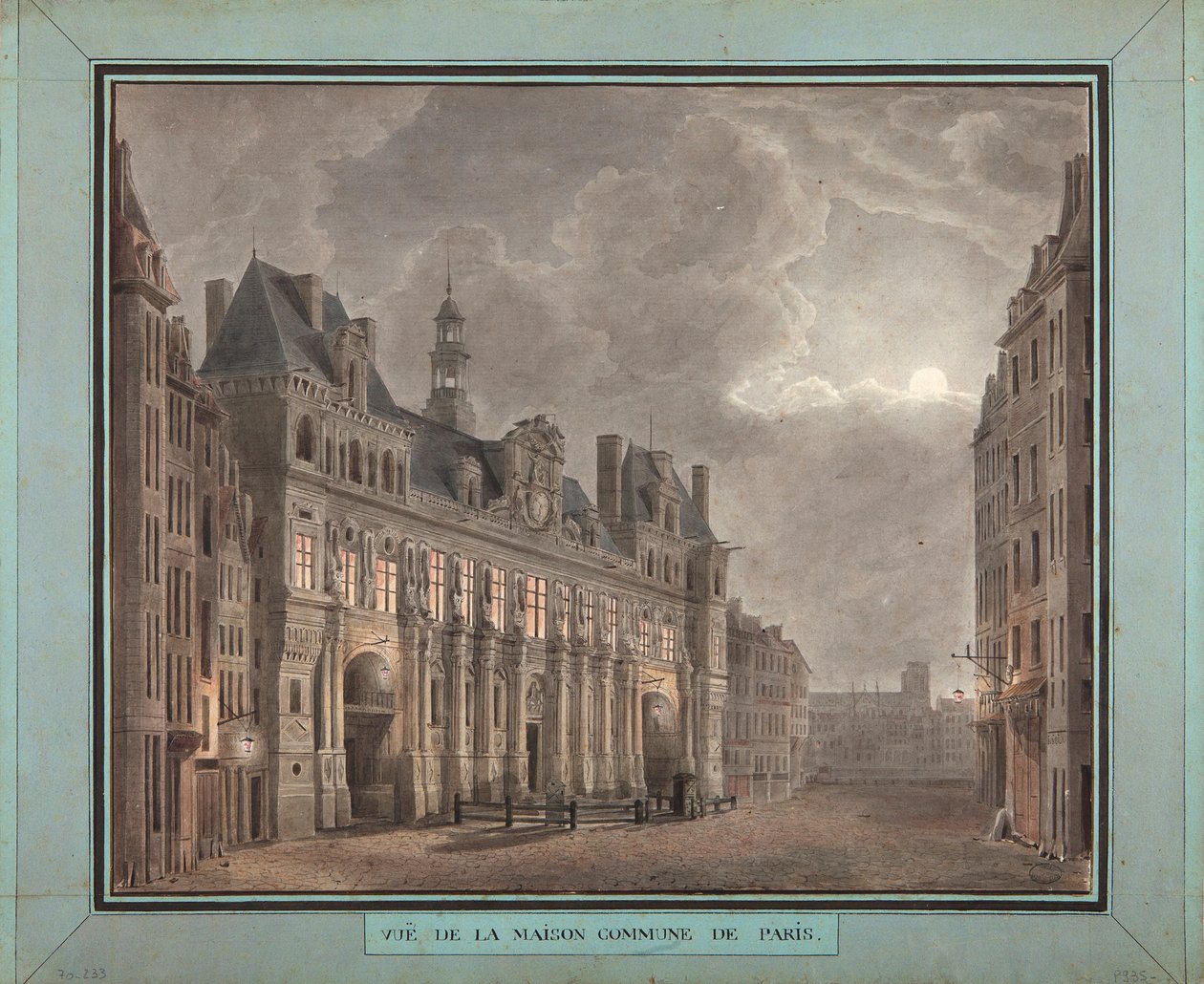 Widok komuny Maison w Paryżu, w latach 1790-95 (wc na papierze) autorstwa French School
