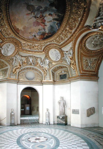 Widok rotundy marsjańskiej z figurami stiukowymi autorstwa Michela Anguiera (1612-86) autorstwa French School