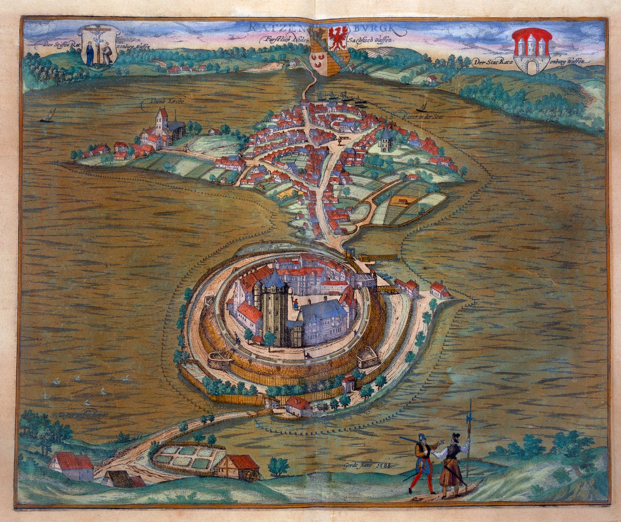 Widok na Place de Louis le Grand z jedną z sal zbudowanych z okazji ślubu Monseigneur le Dauphin (detal z 101866) (rycina kolorowa) autorstwa French School