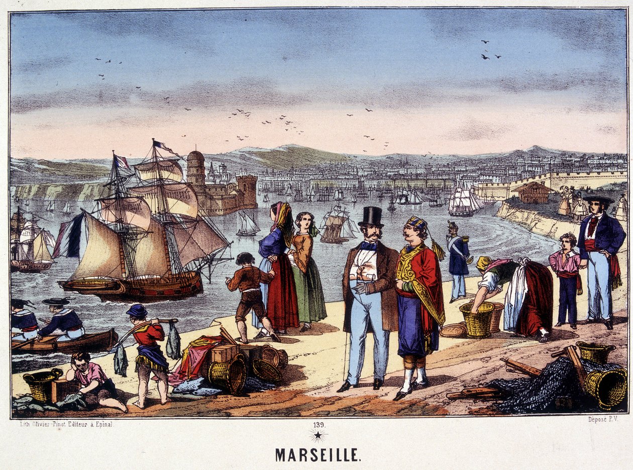 Widok portu w Marsylii, zdjęcie Epinal, b.d. 19 wiek autorstwa French School