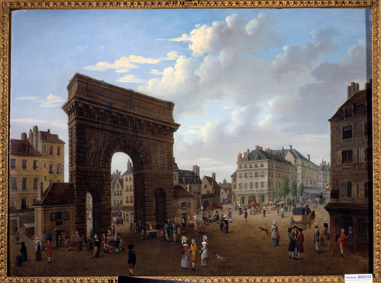 Widok na Porte Saint Martin w Paryżu Obraz szkoły francuskiej XVIII wieku. Prywatna kolekcja autorstwa French School