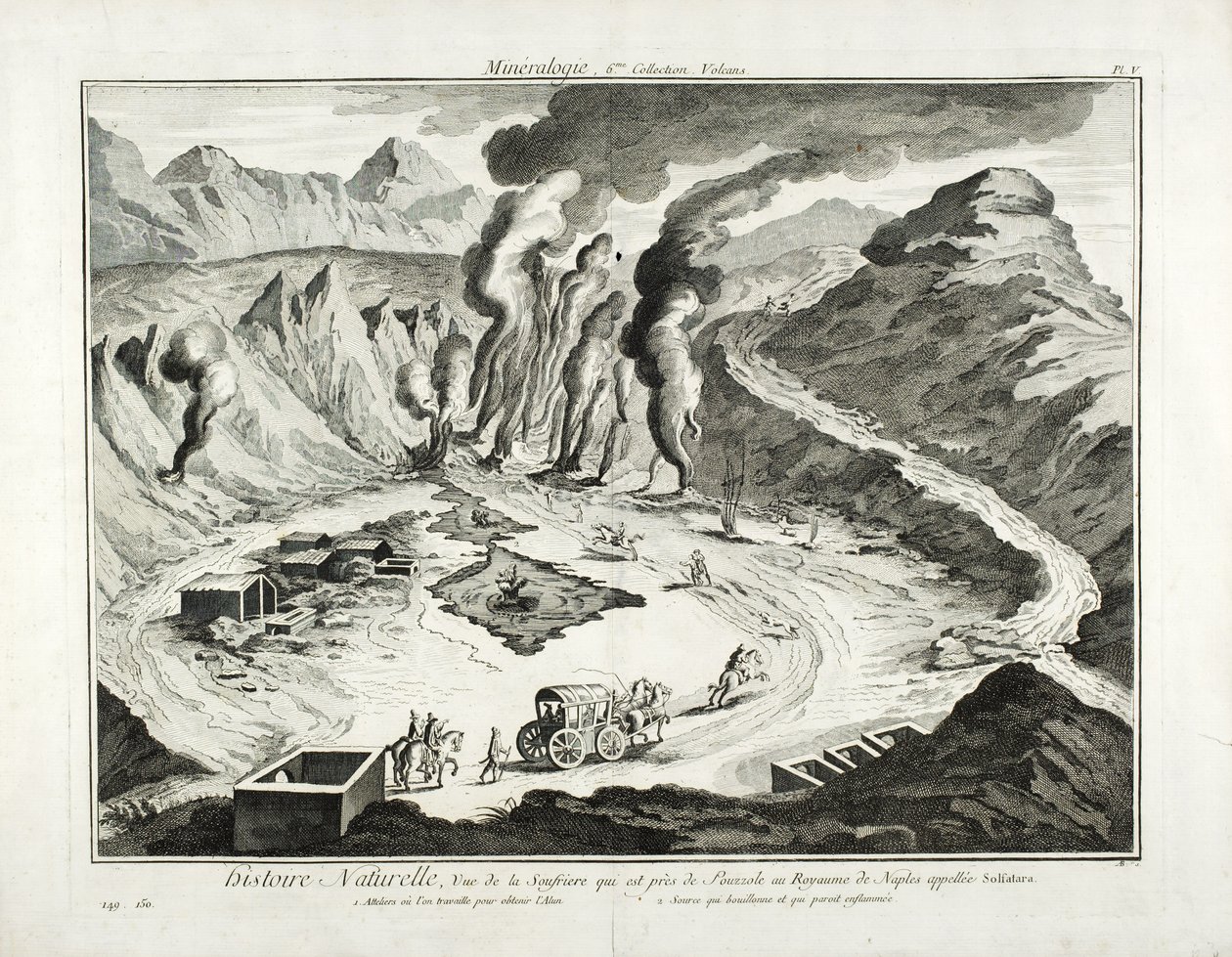 Widok na wulkan Solfatara, Pozzuoli, Neapol autorstwa French School