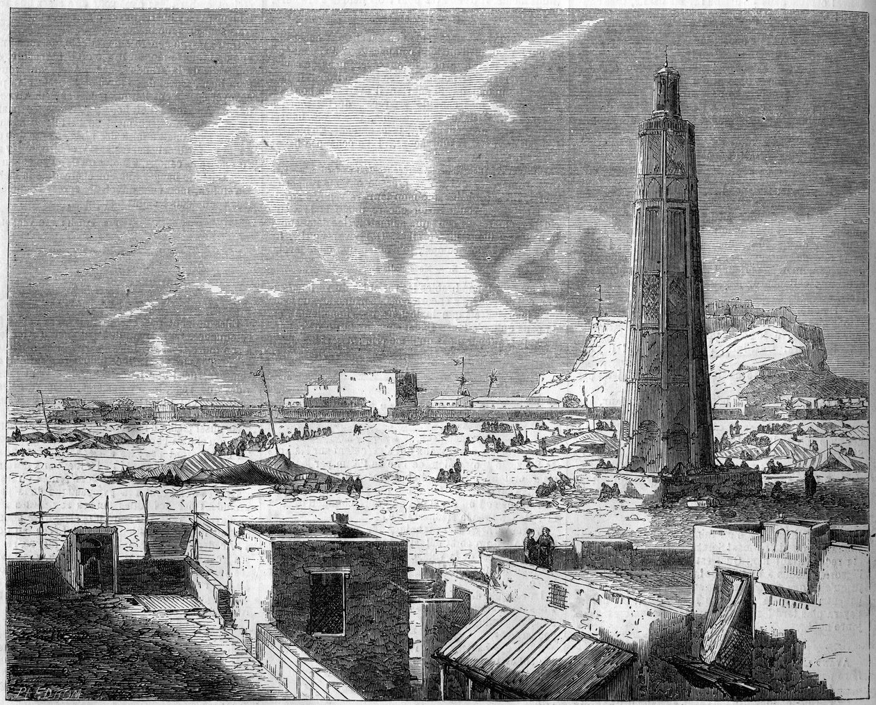 Widok miasta Aden, stolicy Jemenu, w 1861 r. Grawer „”Le Monde Illustré”” nr 242 z 30 listopada autorstwa French School