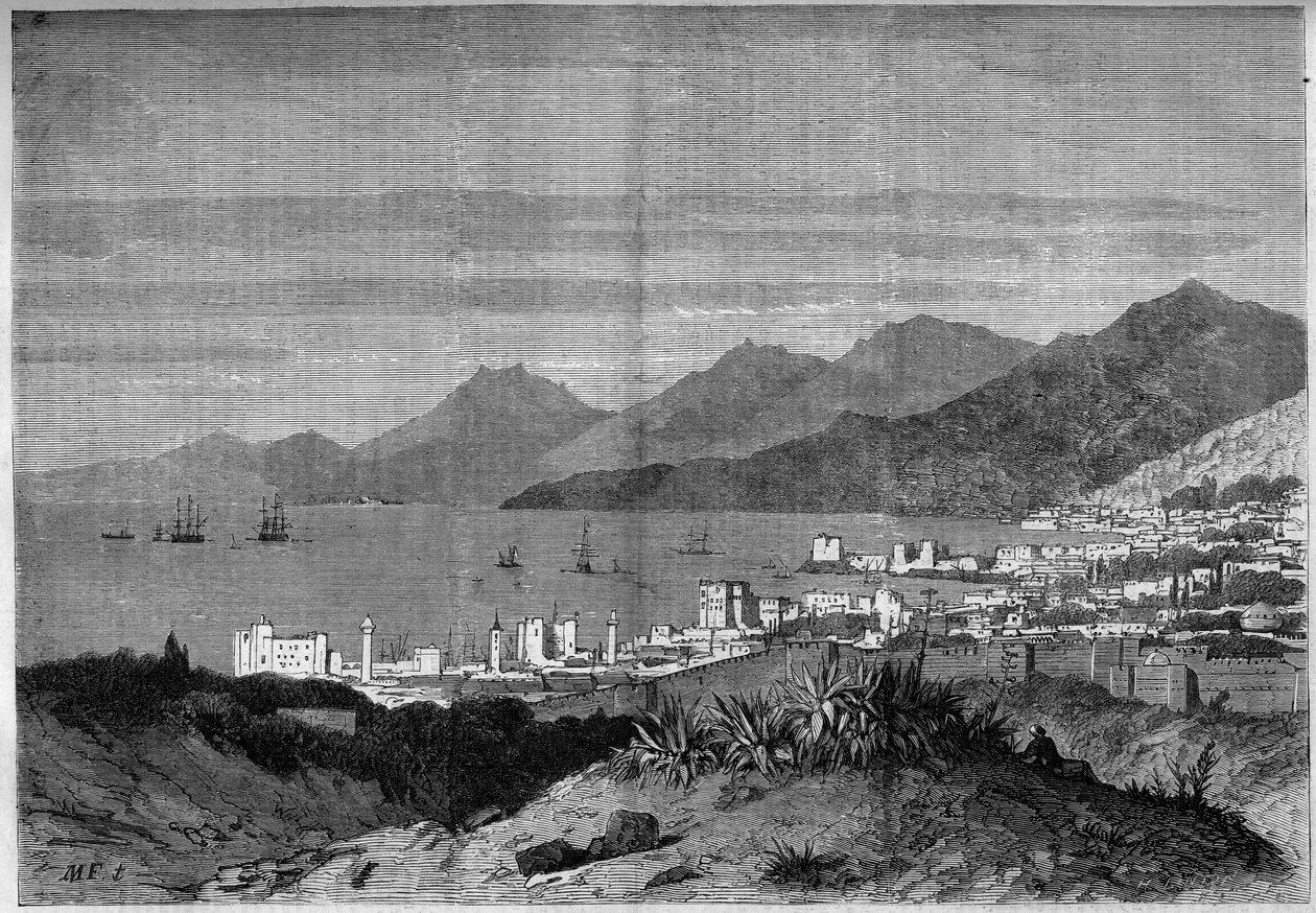 Widok miasta Bejrut w 1860 r. Rycina w „Świat ilustracyjny” nr 172 z 28 lipca 1860 r. autorstwa French School