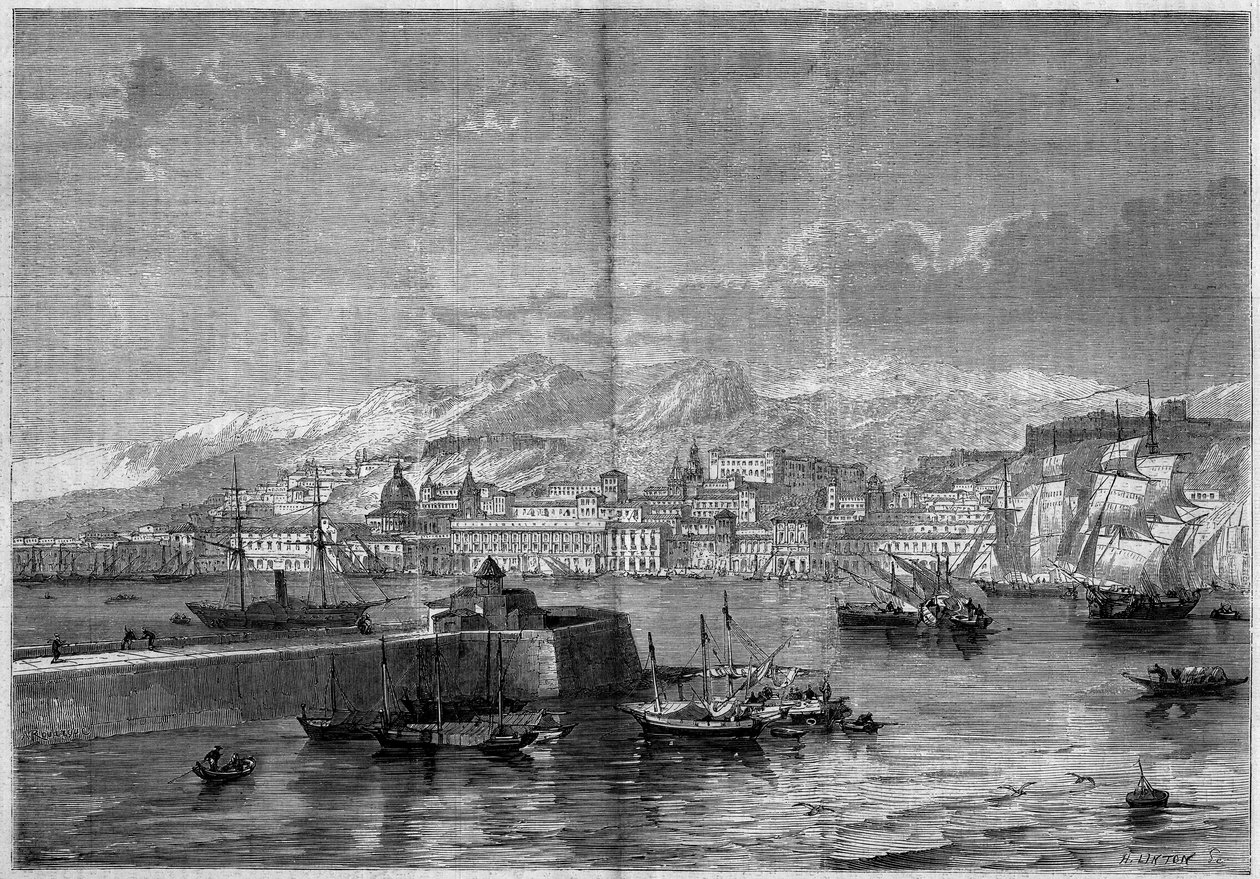 Widok na miasto Mesyna (Messina lub Missina). Sycylia, Włochy autorstwa French School