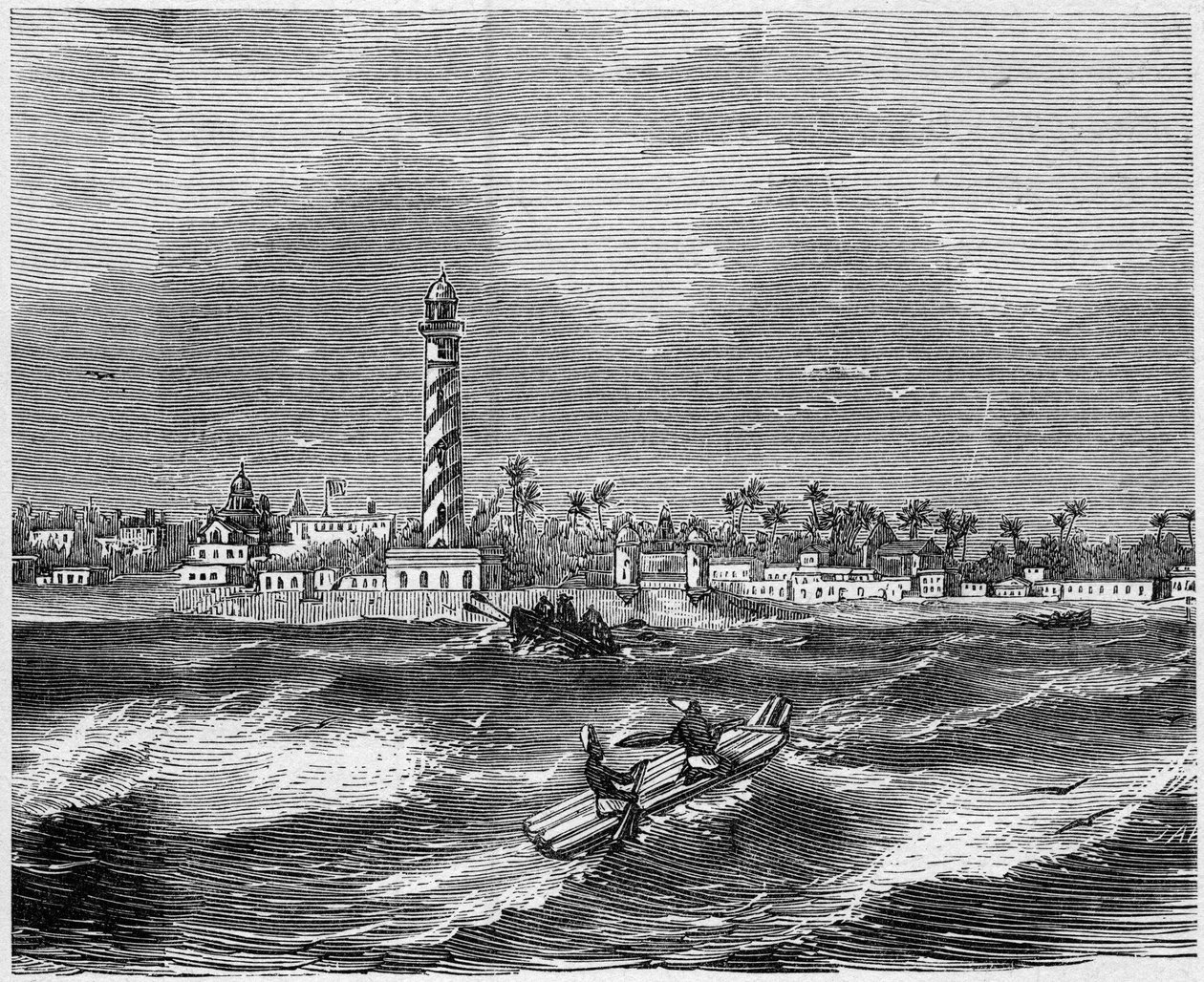 Widok miasta Pondicherry (Puducherry), Indie autorstwa French School