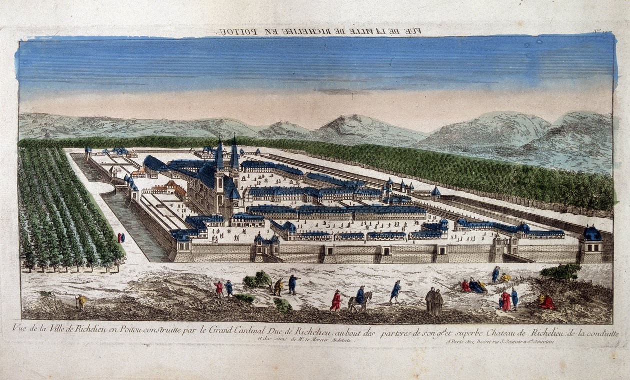 Widok miasta Richelieu w Poitou - Optical autorstwa French School