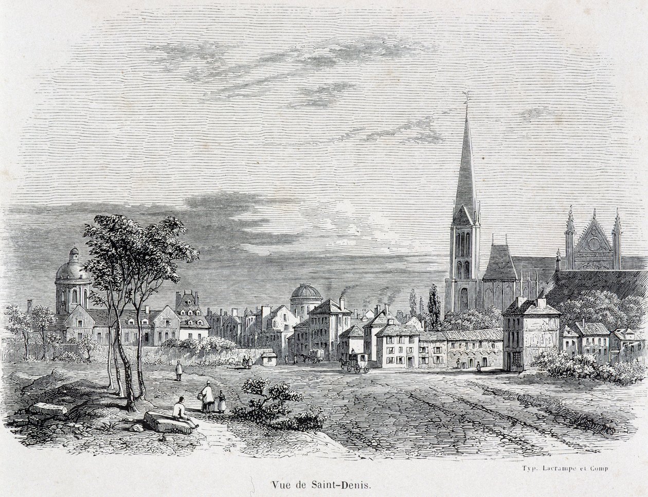 Widok miasta Saint Denis, początek XIX wieku. autorstwa French School