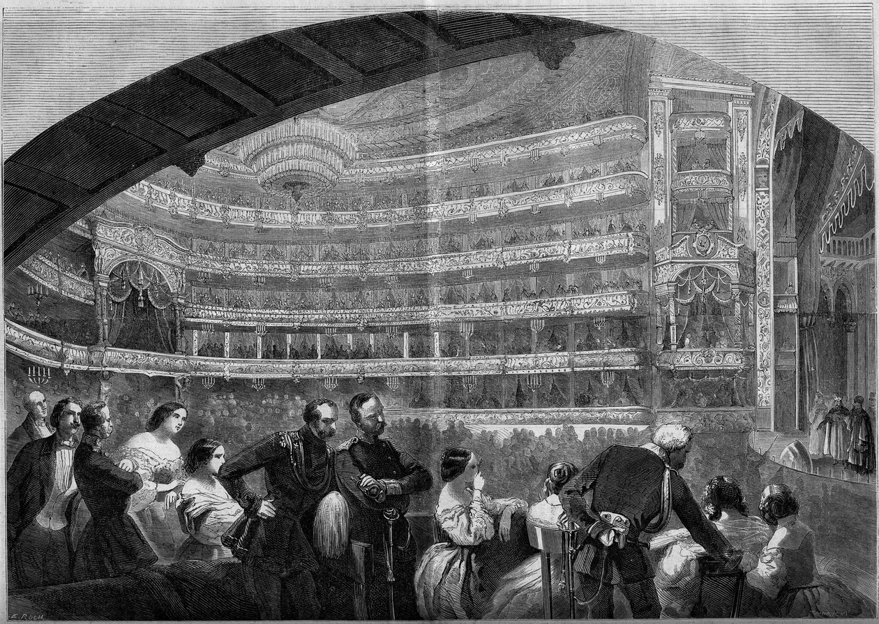 Widok sali Teatru Cesarskiego w Moskwie, Rosja autorstwa French School