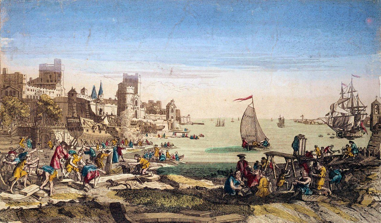 Widok na port i stocznie miasta Hawr (Sekwana morska). autorstwa French School