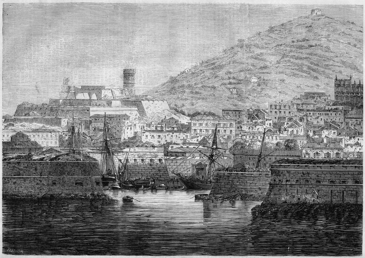 Widok na port i miasto Gaete (Gaeta), Włochy autorstwa French School