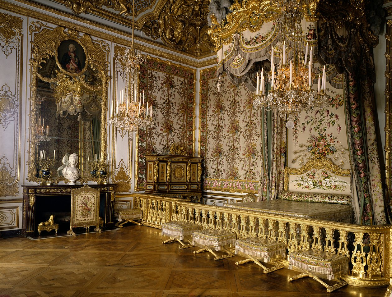 Widok na pokój królowej Francji Marii Antoniny Habsburgów Lotaryngii (1755-1793). Wersal, muzeum zamkowe autorstwa French School