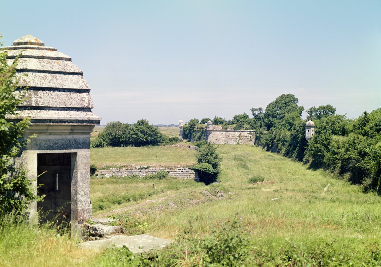 Widok zrujnowanych fortyfikacji wybudowanych przez Richelieu po 1628 autorstwa French School
