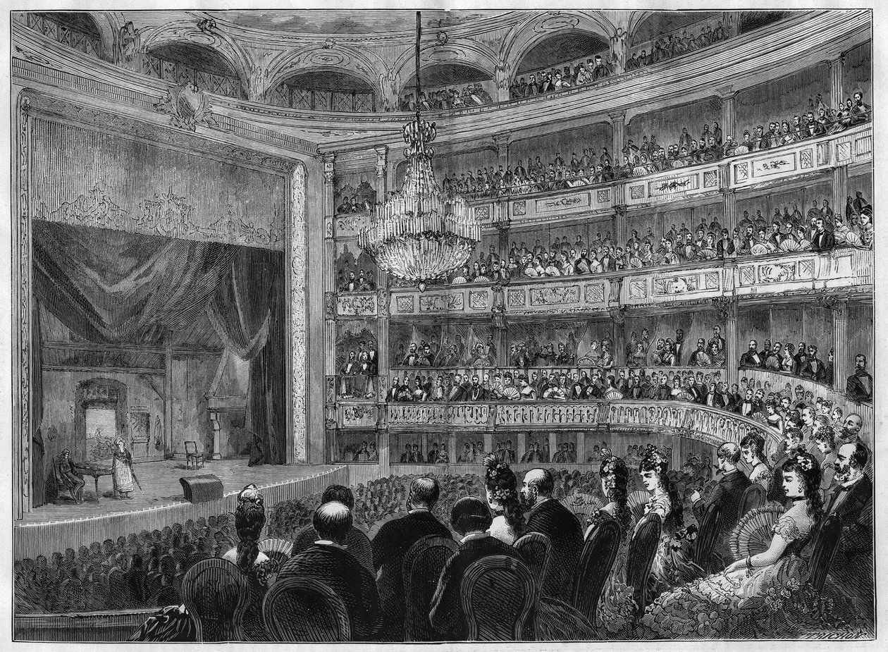 Widok na nowo odrestaurowaną salę teatralną Odeon. Paryż autorstwa French School